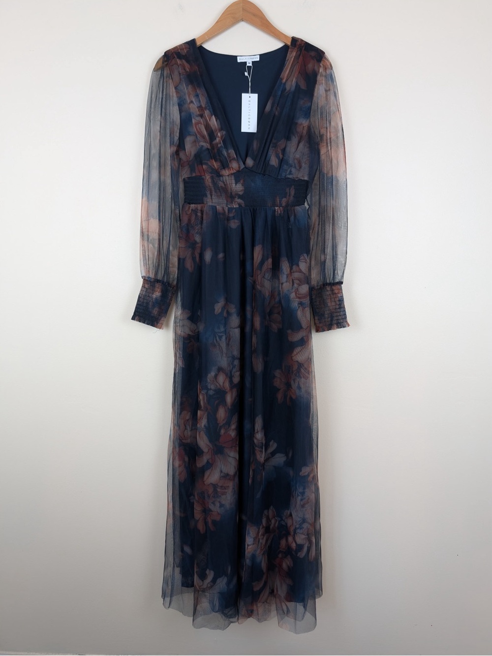 Baltic Born Layla Tulle Maxi Dress Dark Blue Floral - Picture 2 of 8